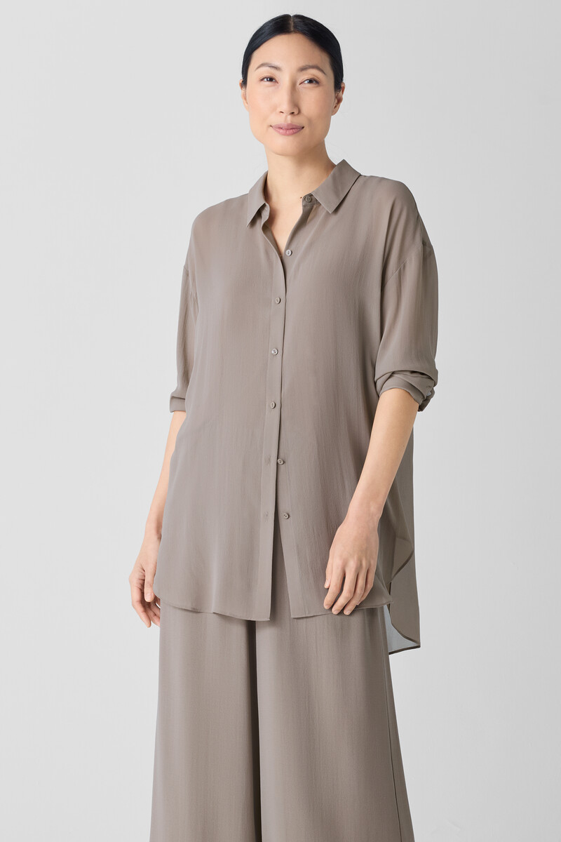 Sheer Silk Georgette Belted Shirt Sheer Silk Georgette Belted Shirt