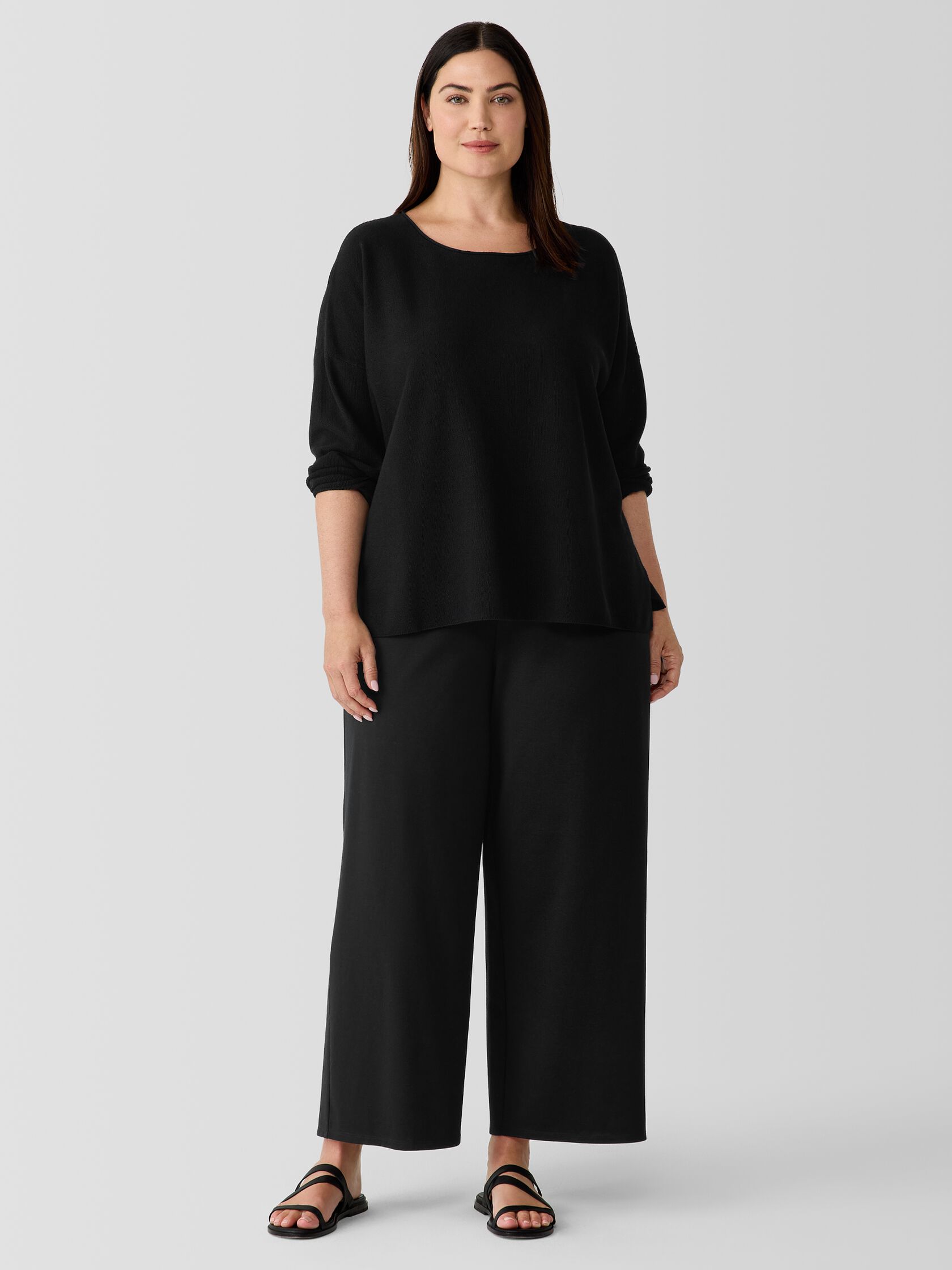 Organic Linen Cotton Jewel Neck Box-Top