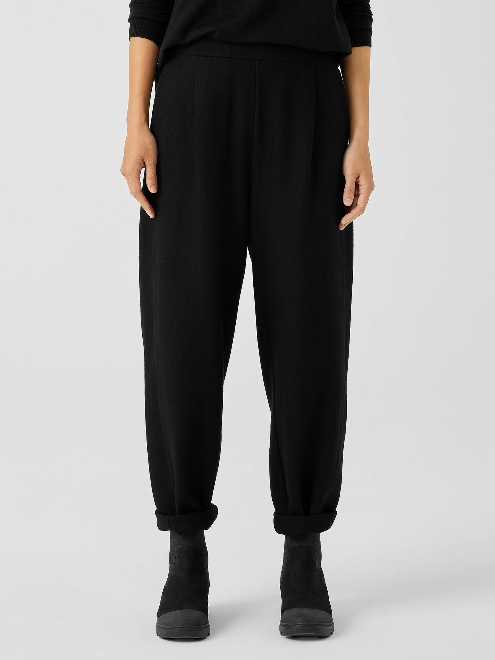 Boiled Wool Jersey Pleated Lantern Pant