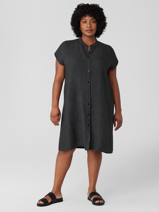 Puckered Organic Linen Shirtdress