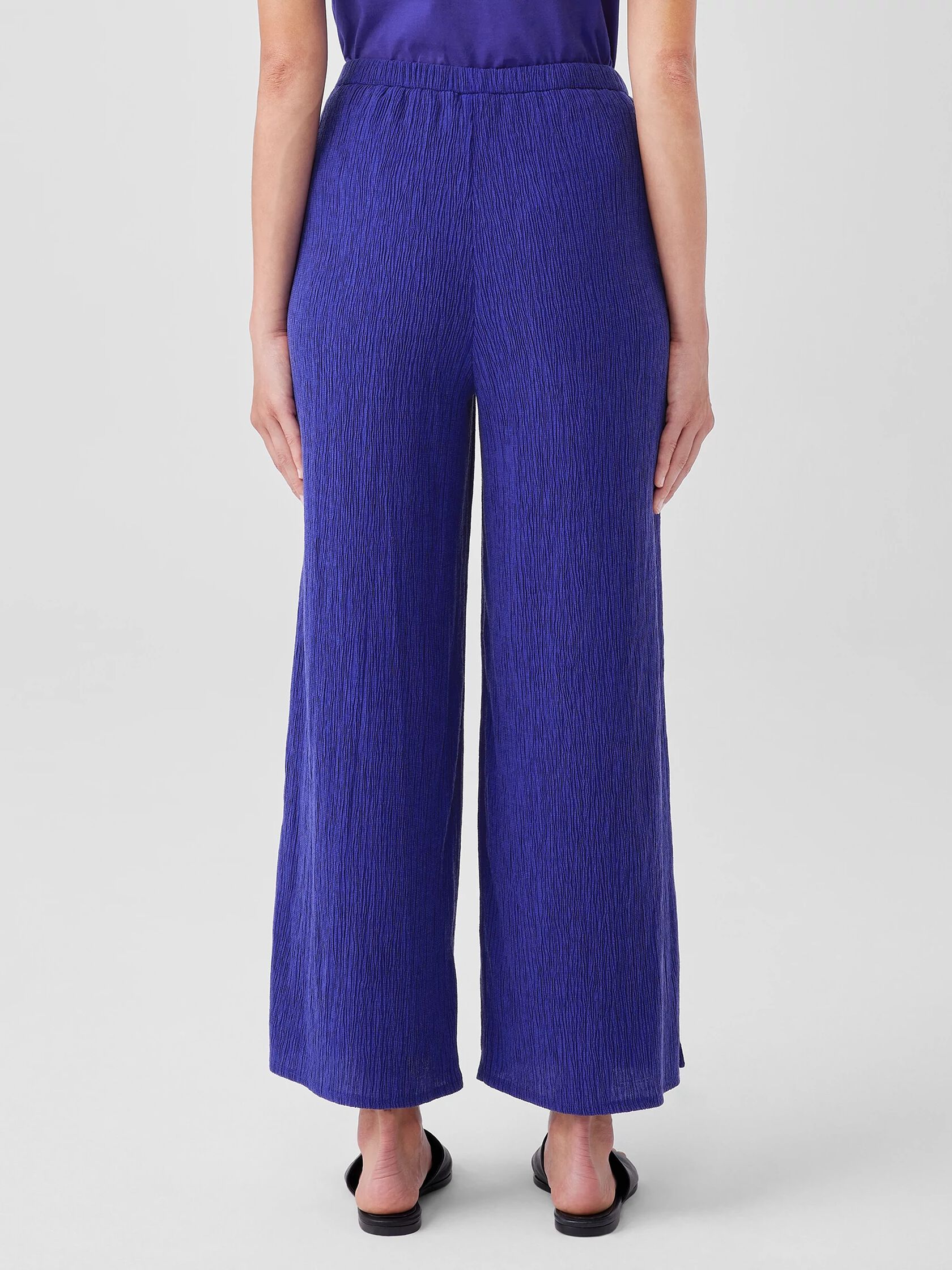 Woven Plissé Wide-Leg Pant