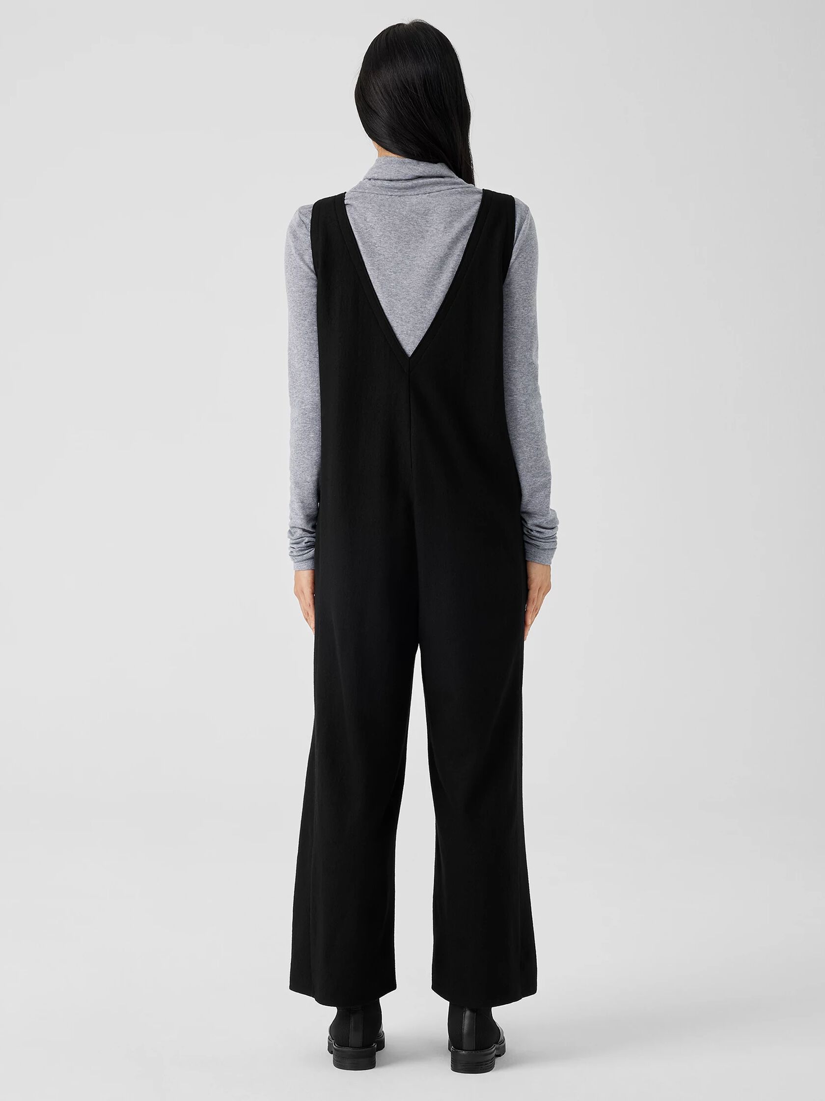 Boiled Wool Jersey V-Neck Jumpsuit