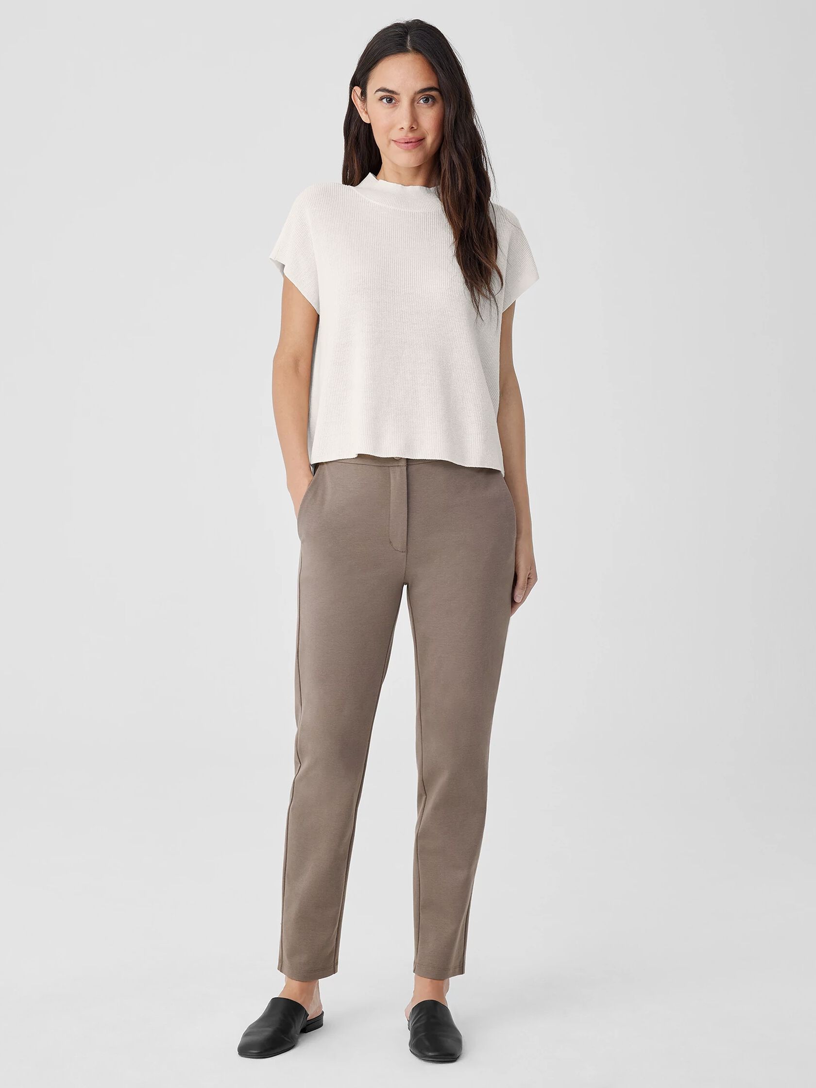 Cotton Blend Ponte Slim Pant