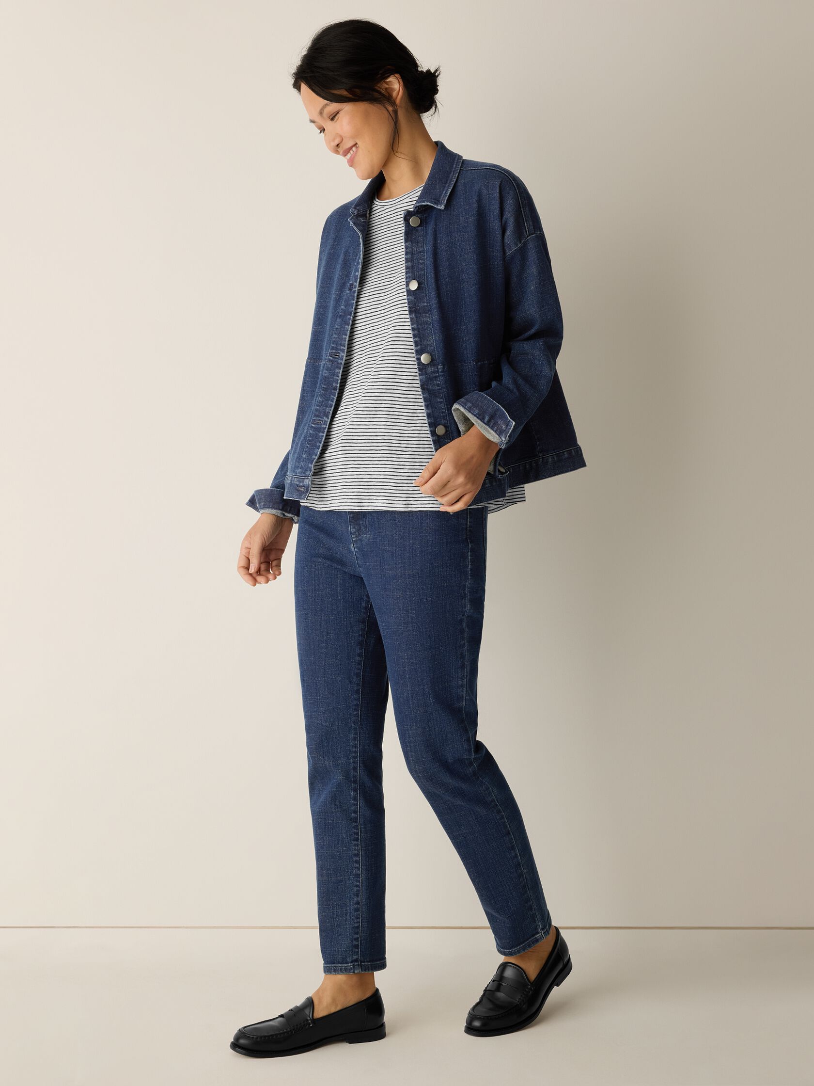 Striped Organic Linen Jersey Crew Neck Tee