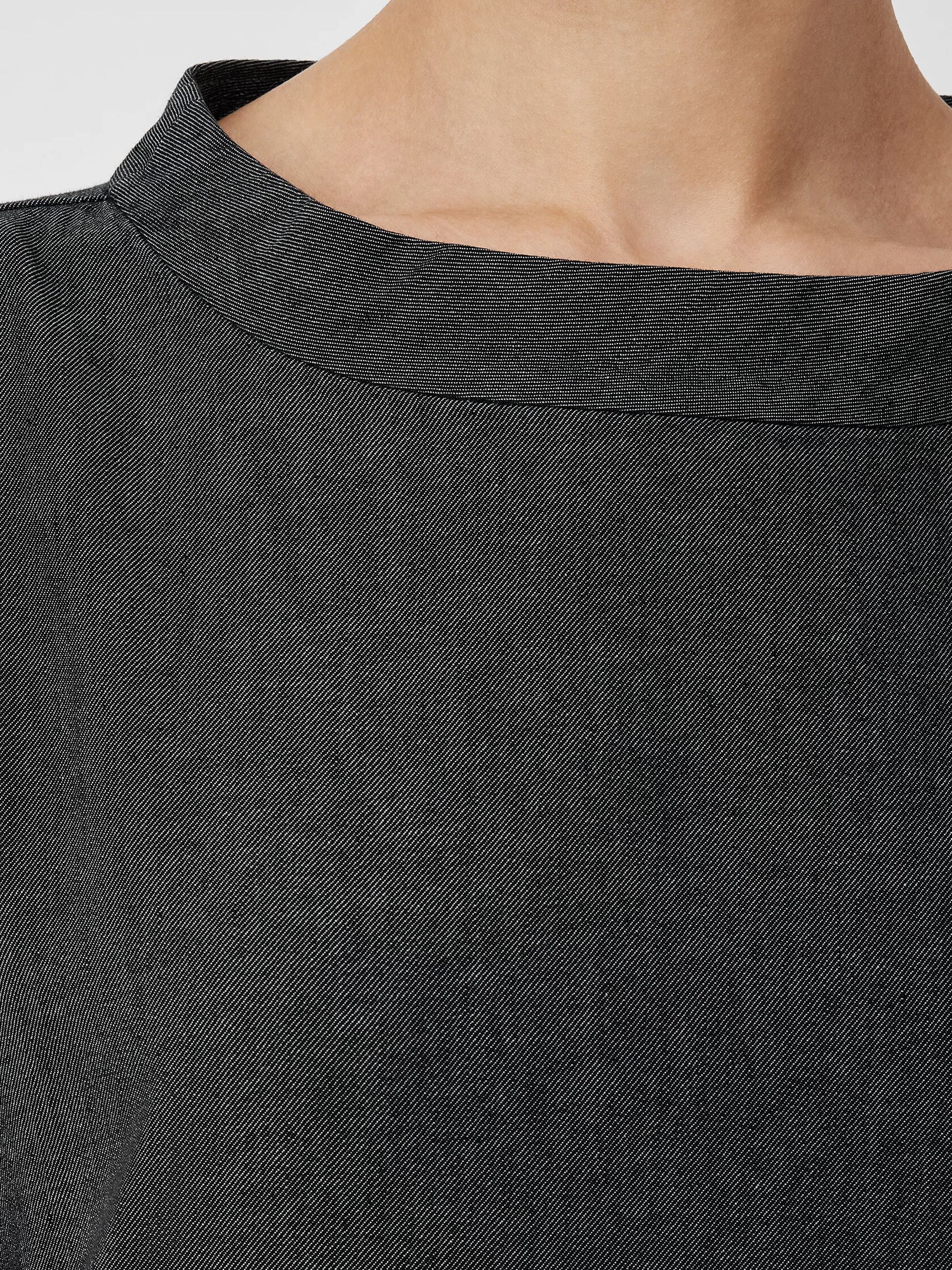 Airy Organic Cotton Twill Mock Neck Long Top