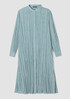 Crushed Silk Band Collar Long Shirt
