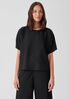 Garment-Dyed Silk Jewel Neck Top