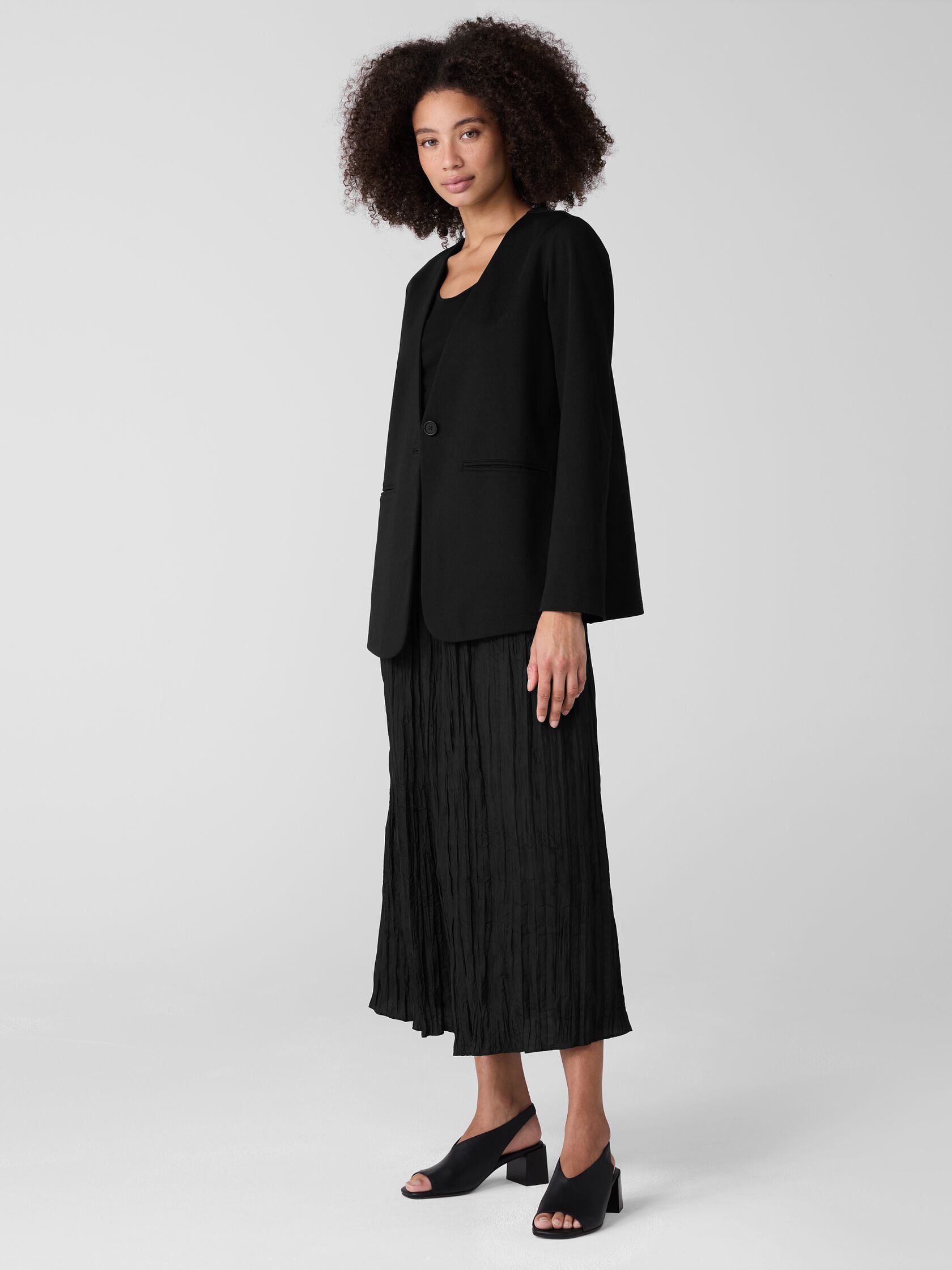 Cotton Blend Ponte V-Neck&nbsp;Blazer