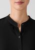 Silk Georgette Crepe Band Collar Shirt