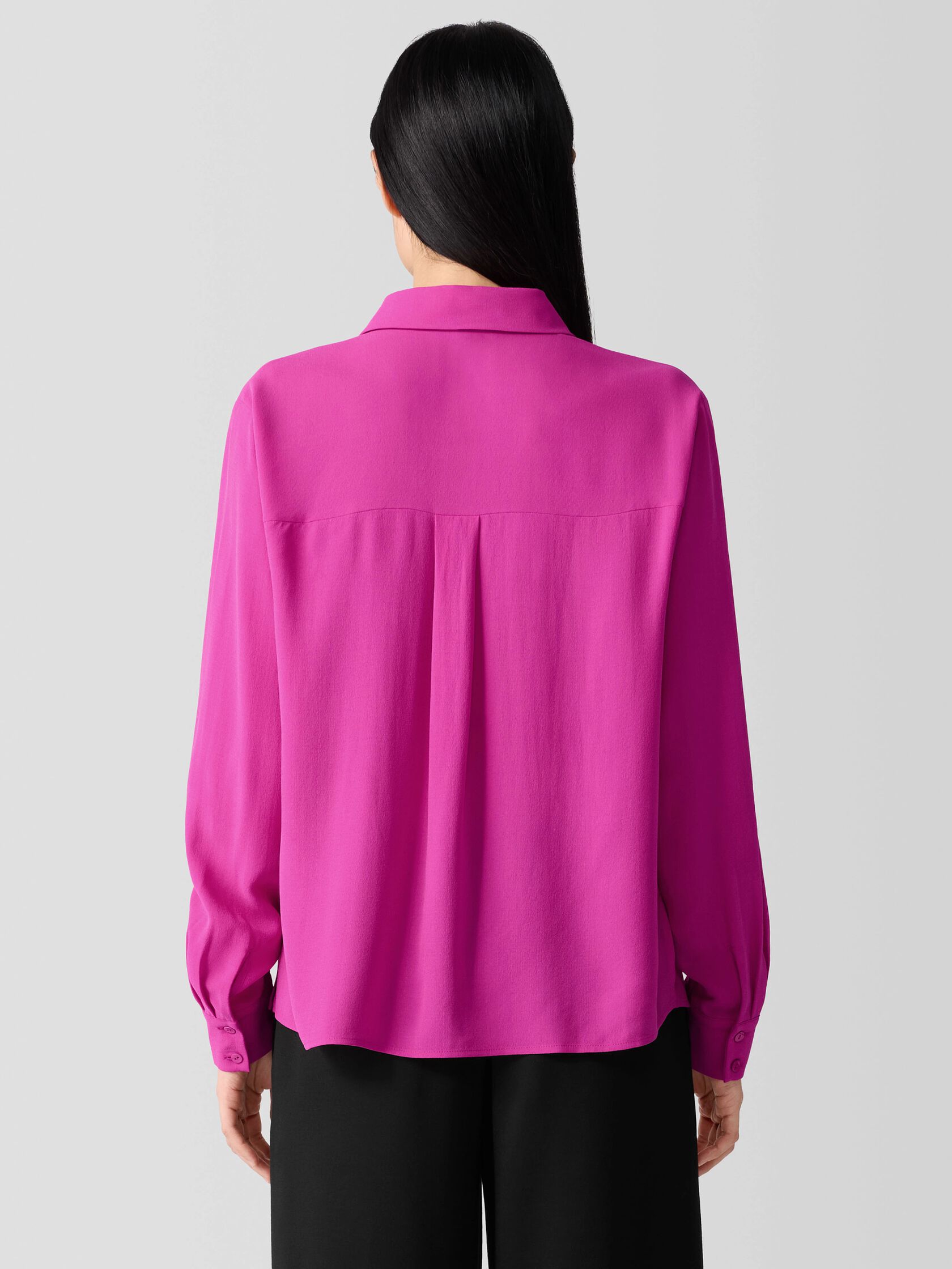 Silk Georgette Crepe Classic Collar Shirt