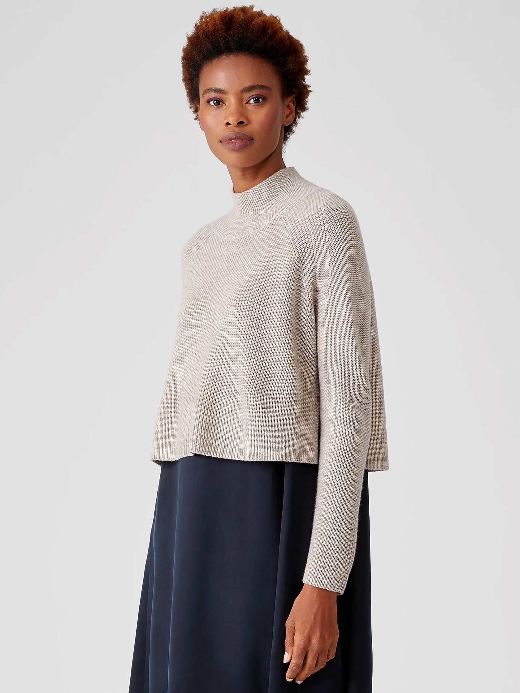 Merino Cropped Turtleneck Top in Regenerative Wool