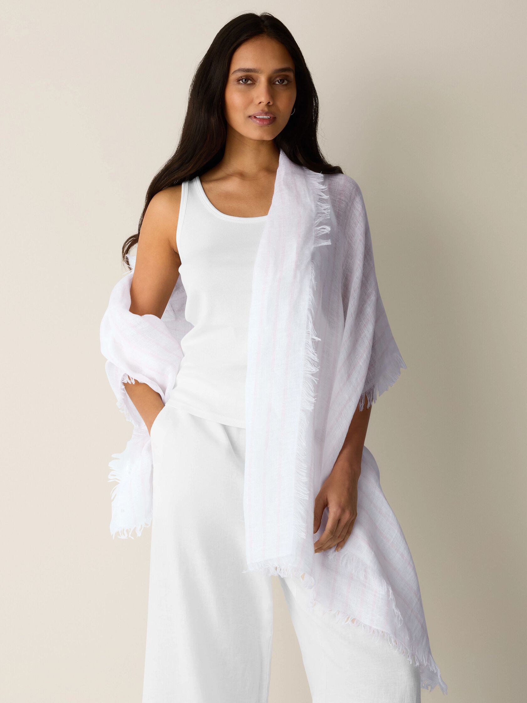 Striped Organic Linen Scarf