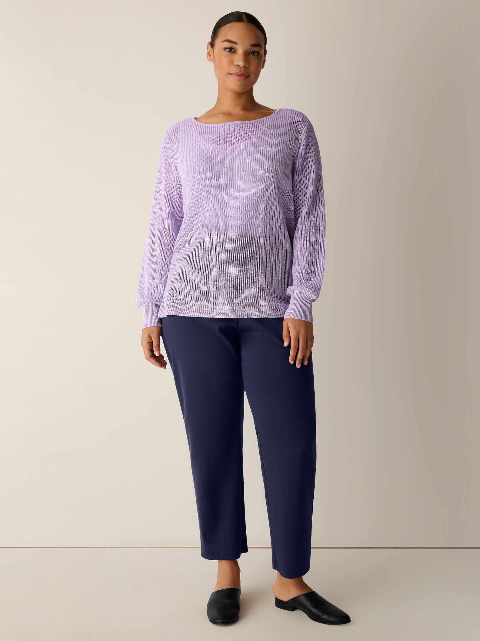 Cotton Silk Cord Ballet Neck Top