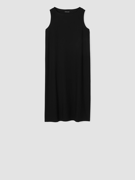 Washable Stretch Crepe Bateau Neck Dress