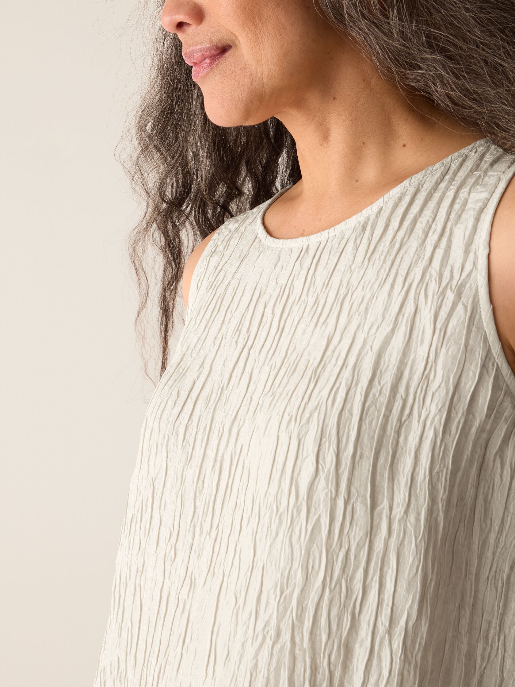 Textured Silk Jacquard Ballet Neck Tank