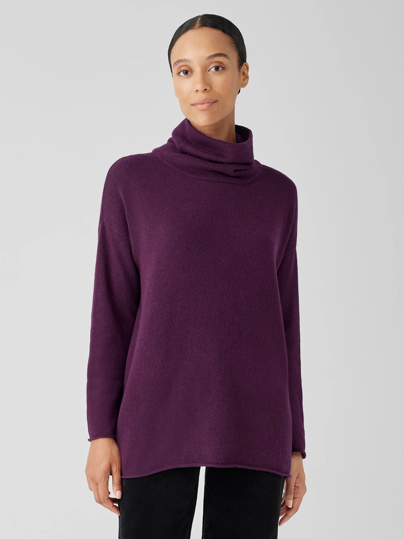 Cotton and Recycled Cashmere Turtleneck Top