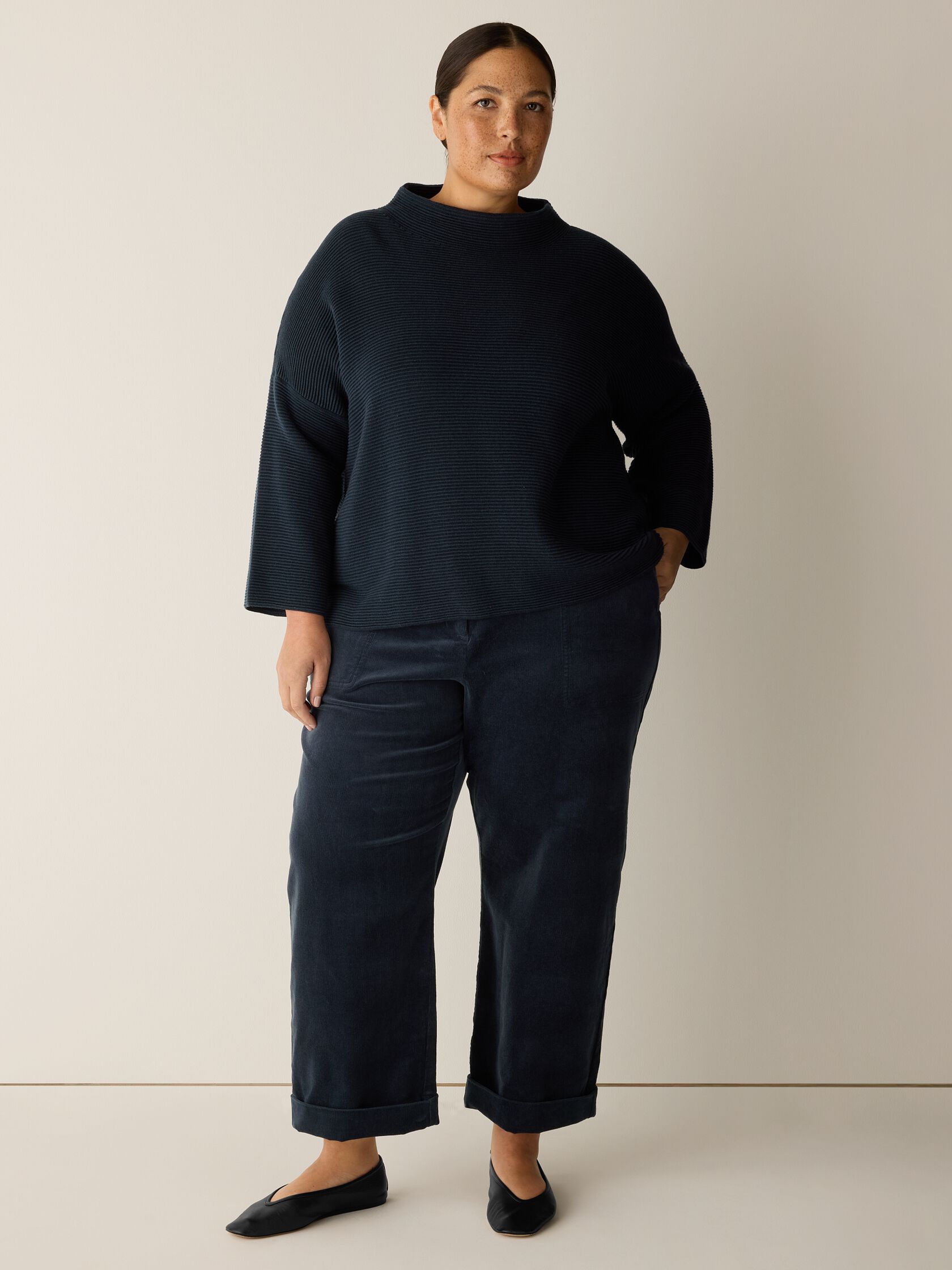 Peruvian Cotton Blend Funnel Neck Top