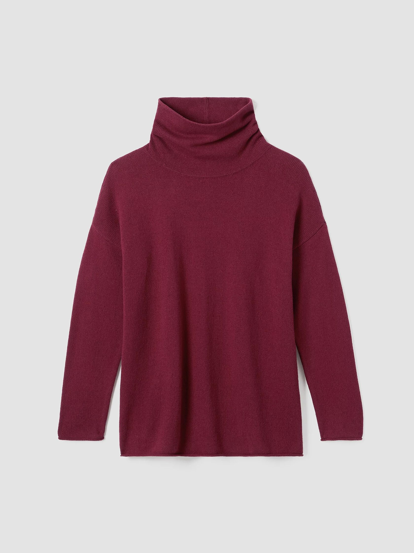 Cotton and Recycled Cashmere Turtleneck Long Top