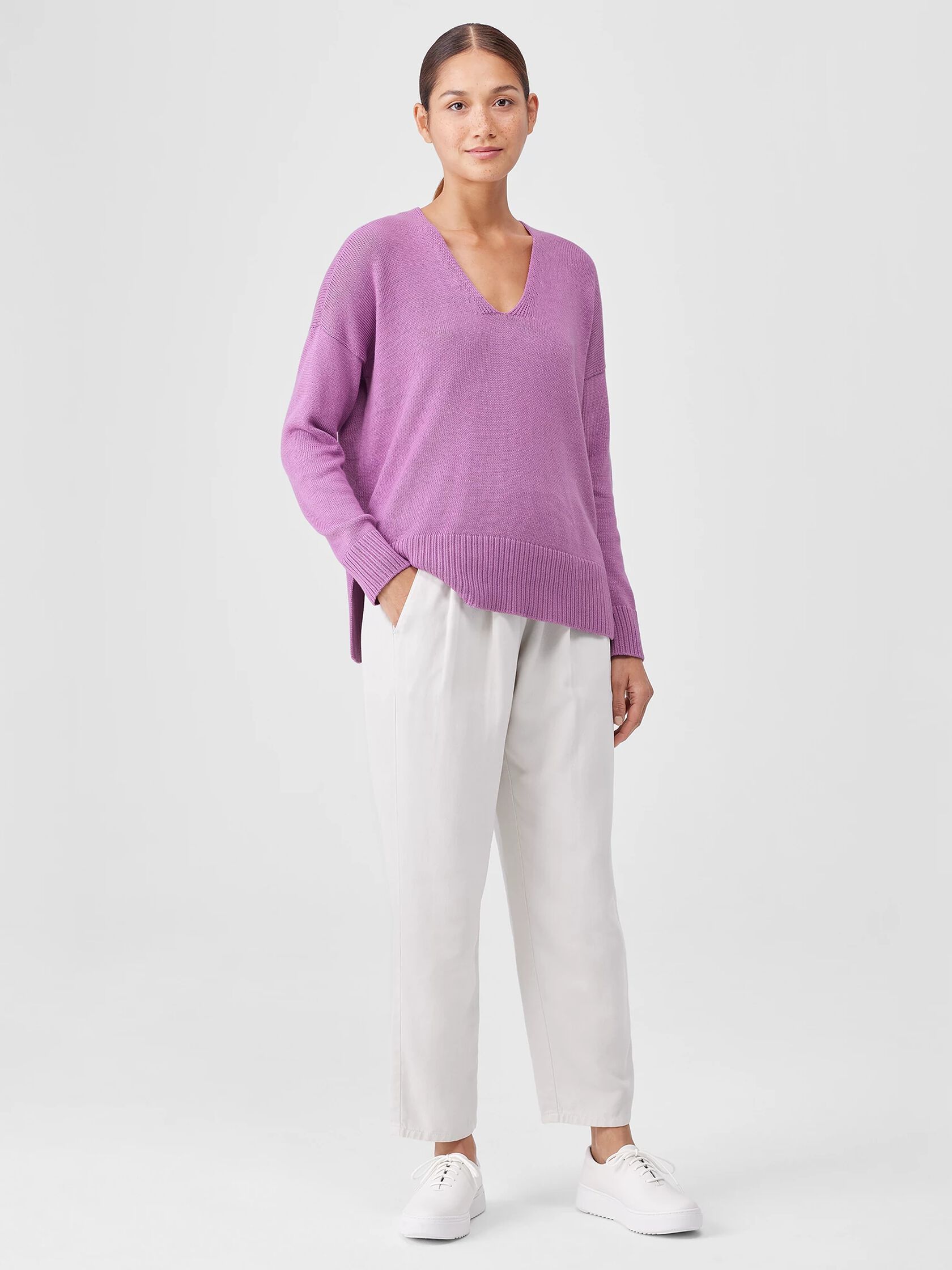Peruvian Cotton Blend V-Neck Top