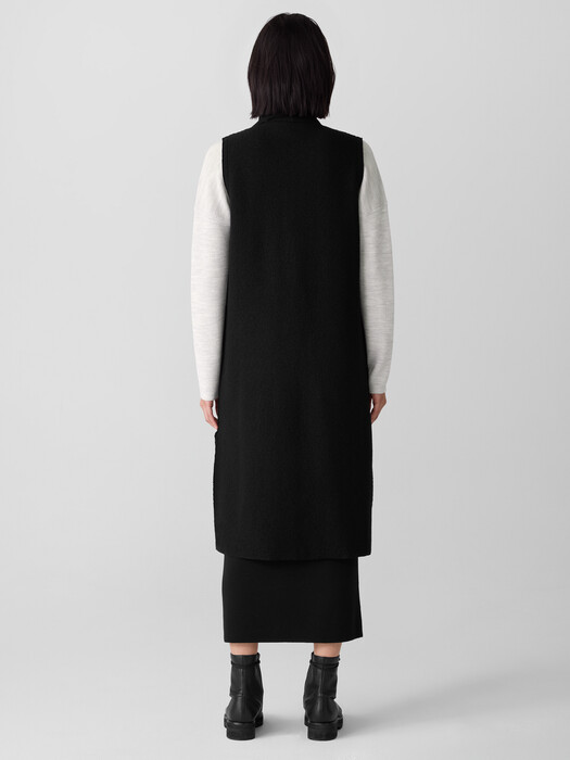 Lightweight Boiled Wool Shawl Collar Vest in Regenerative Wool