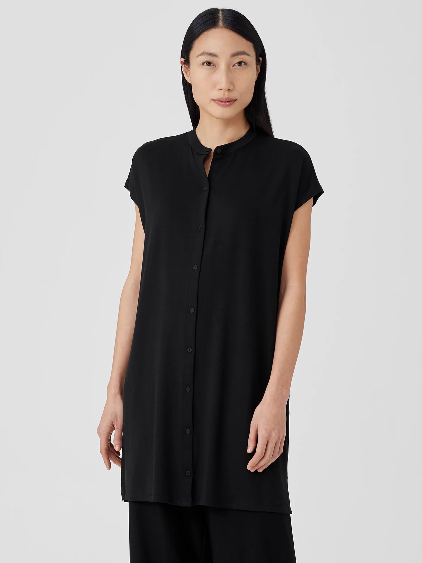 Fine Jersey Mandarin Collar Dress