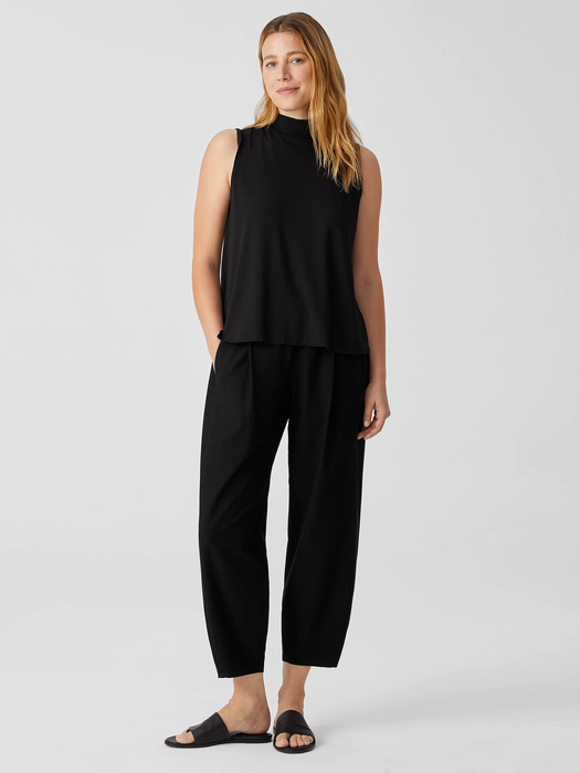 Washable Stretch Crepe Pleated Lantern Pant