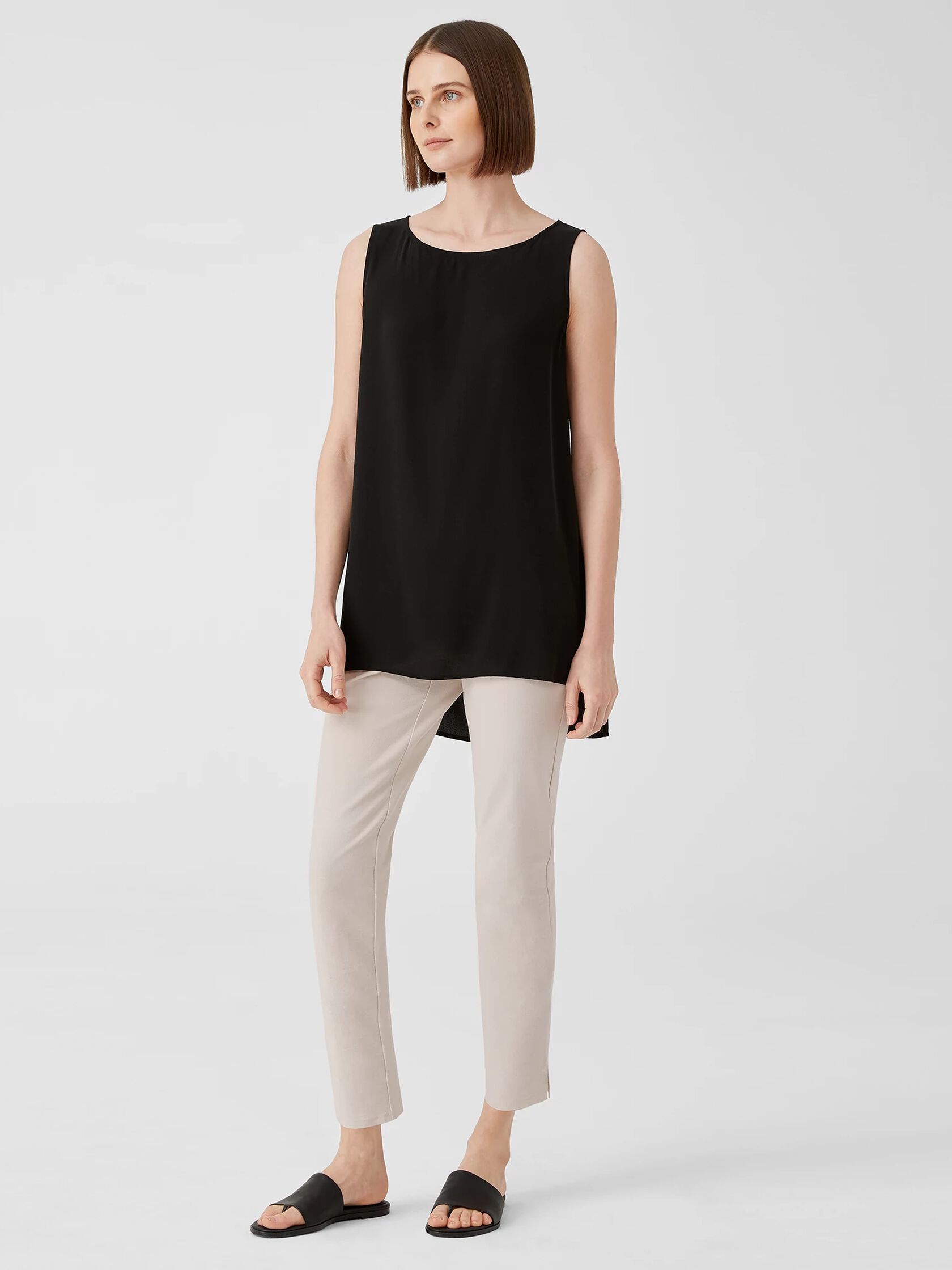 Washable Stretch Crepe Pant with Slits