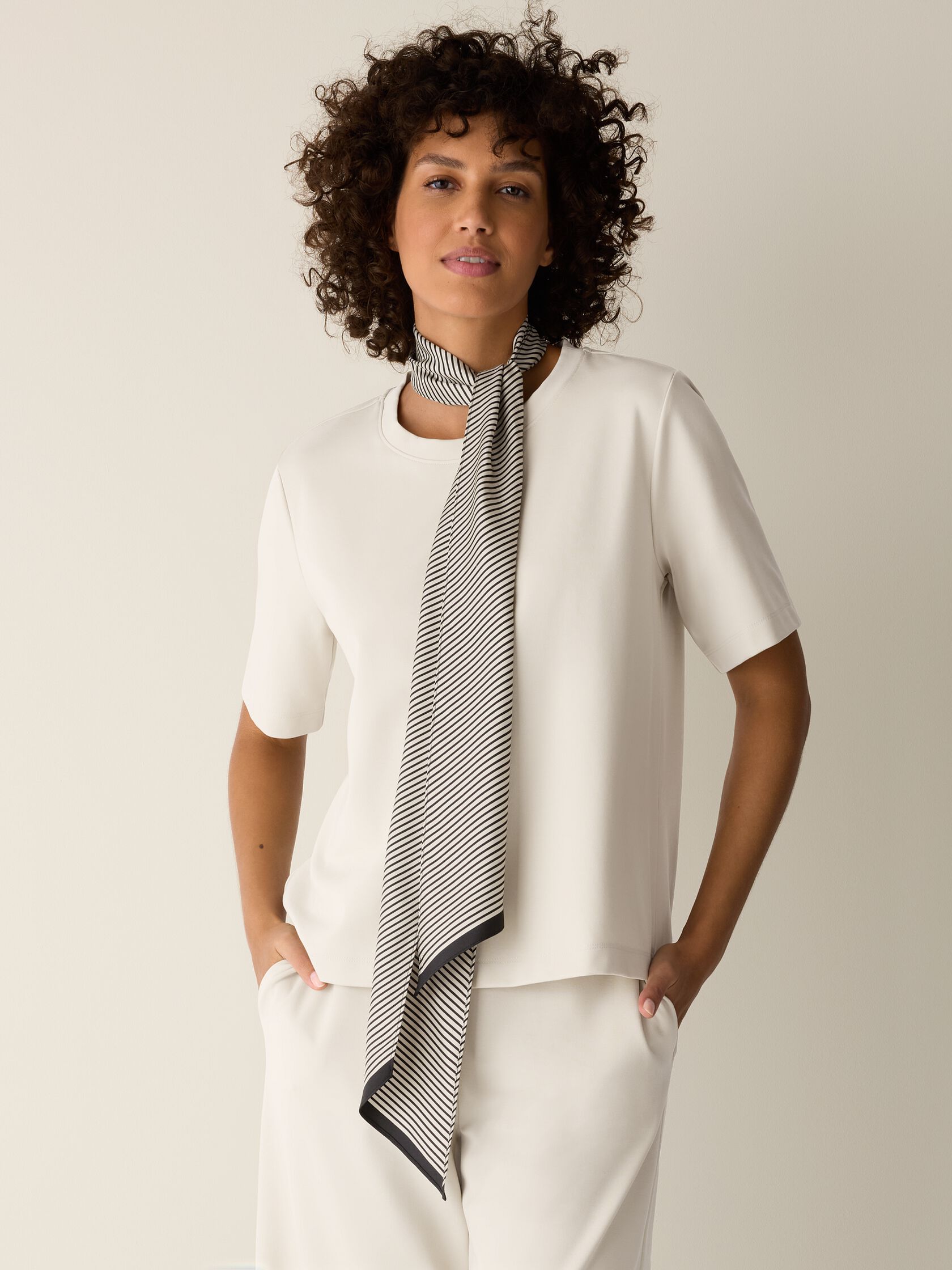 Microstripe Silk Twill Tie Scarf