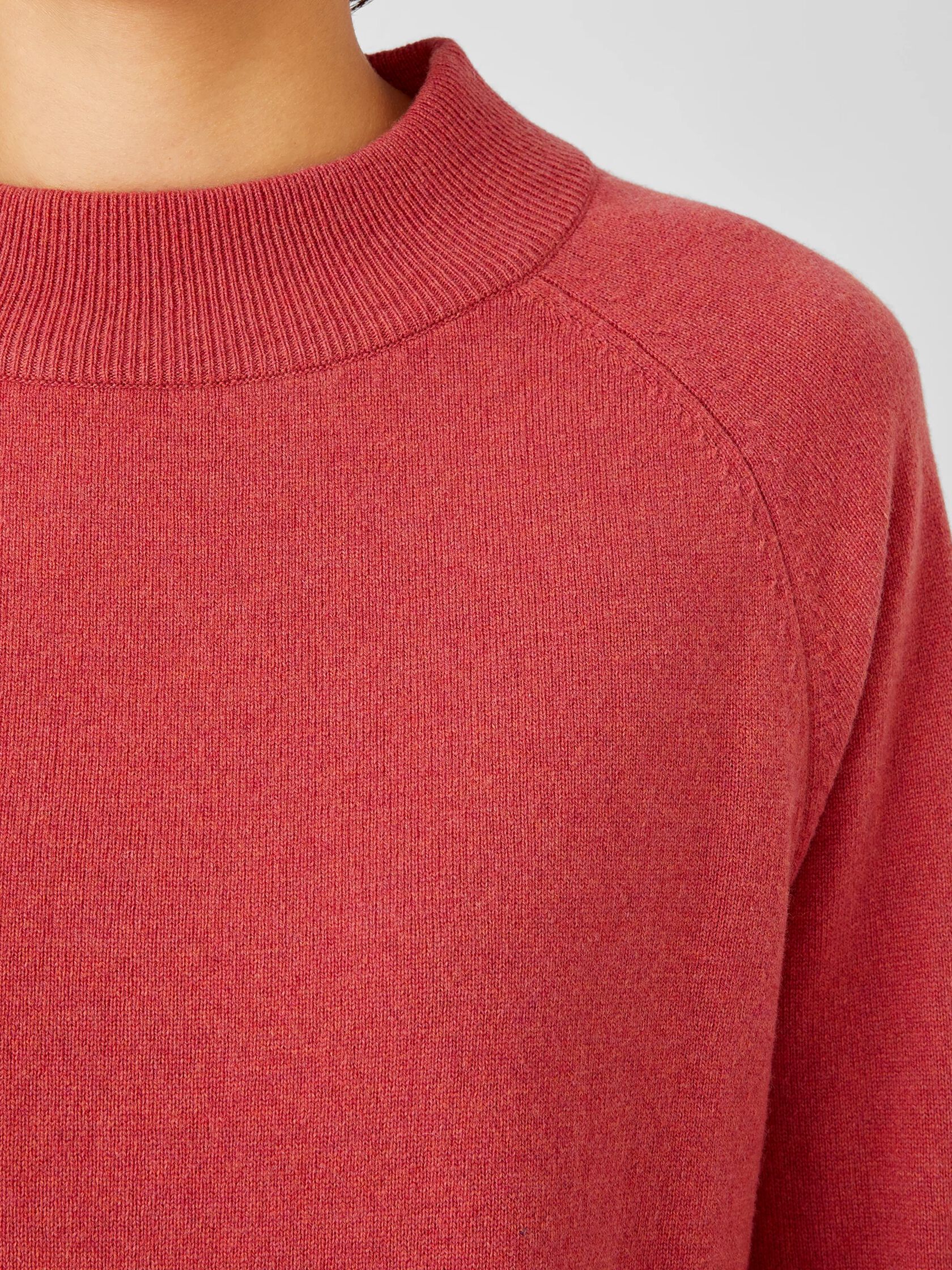 Recycled Cashmere Wool Mock Neck Box-Top