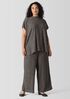 Woven Plissé Mock Neck Top
