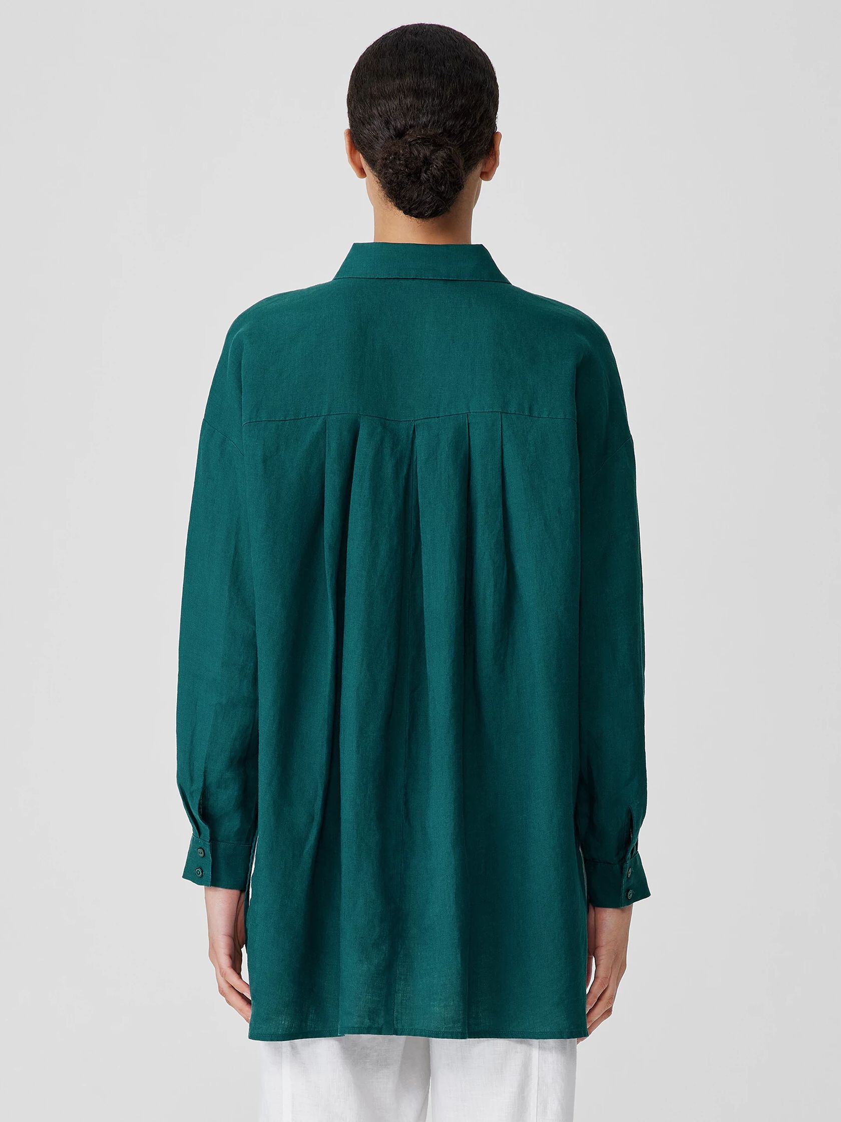 Organic Handkerchief Linen Classic Collar Long Shirt