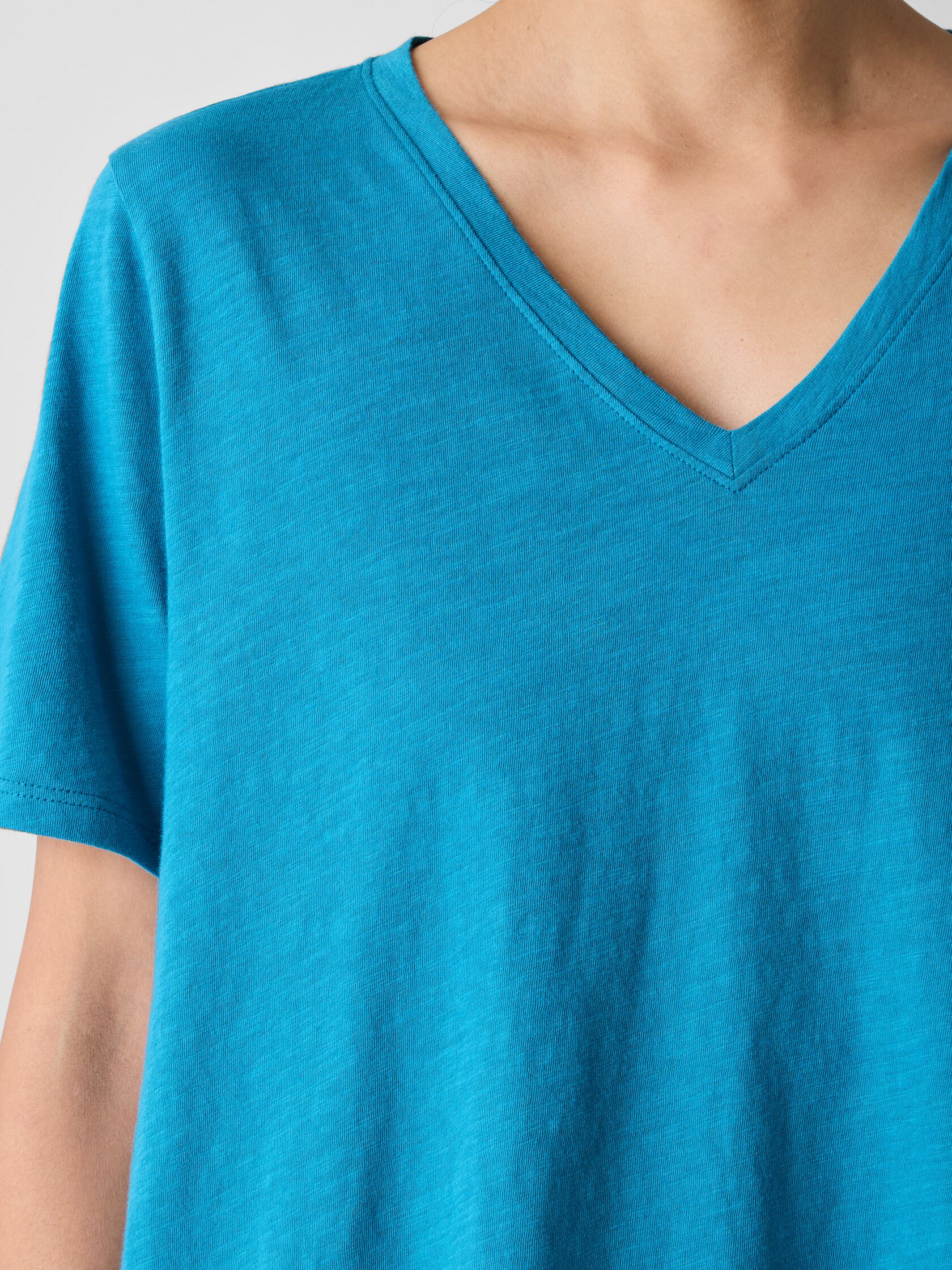 Organic Cotton Slubby Jersey V-Neck Tee