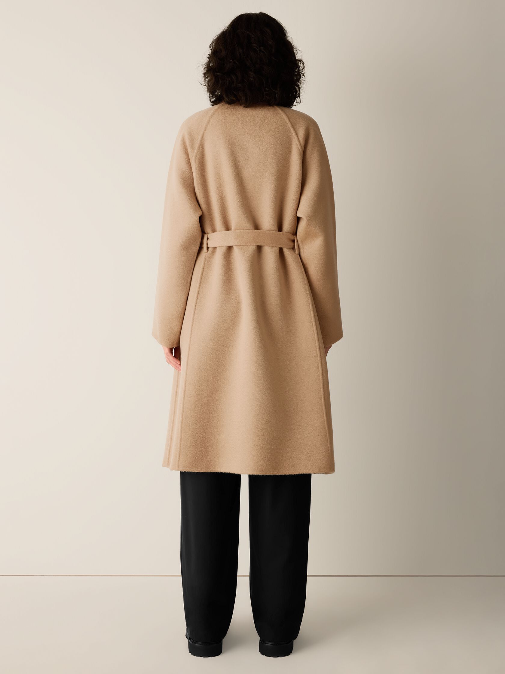 Lustrous Wool Drape Neck Coat