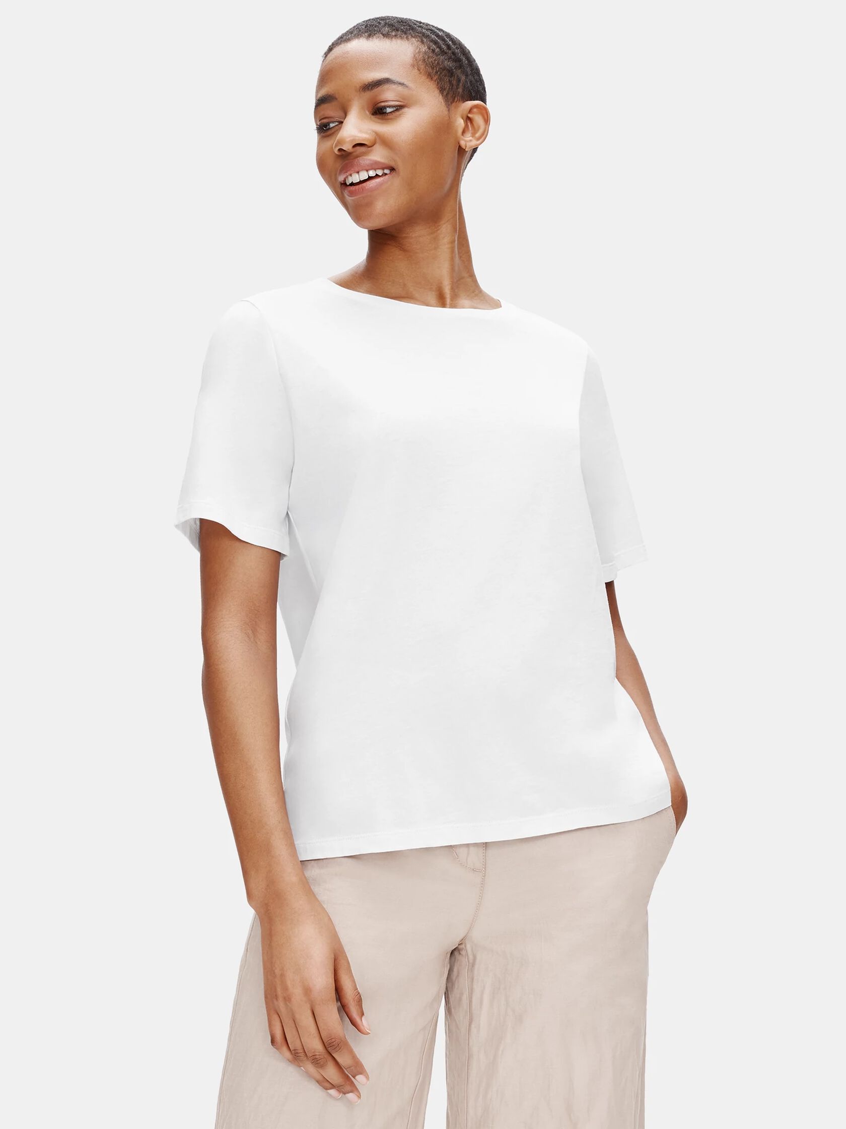 Organic Cotton Jersey Crew Neck Tee EILEEN FISHER