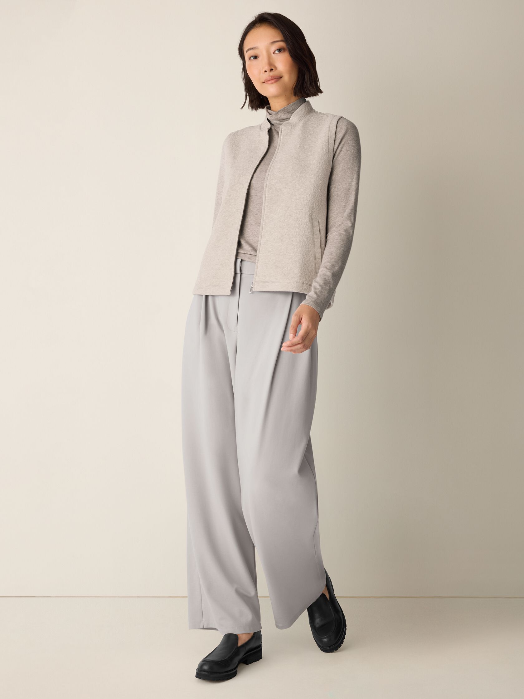 Textured Cotton Doubleknit Vest