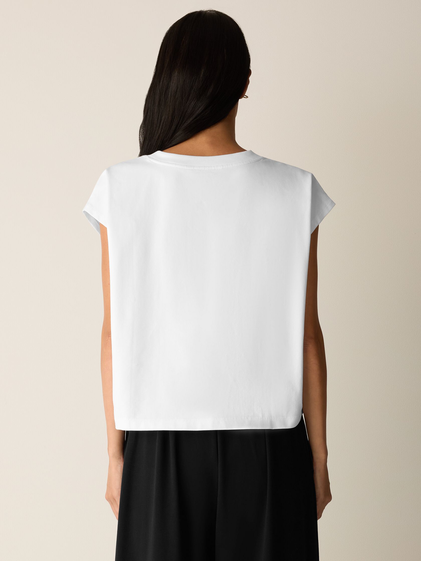 Pima Cotton Stretch Jersey Crew Neck Top