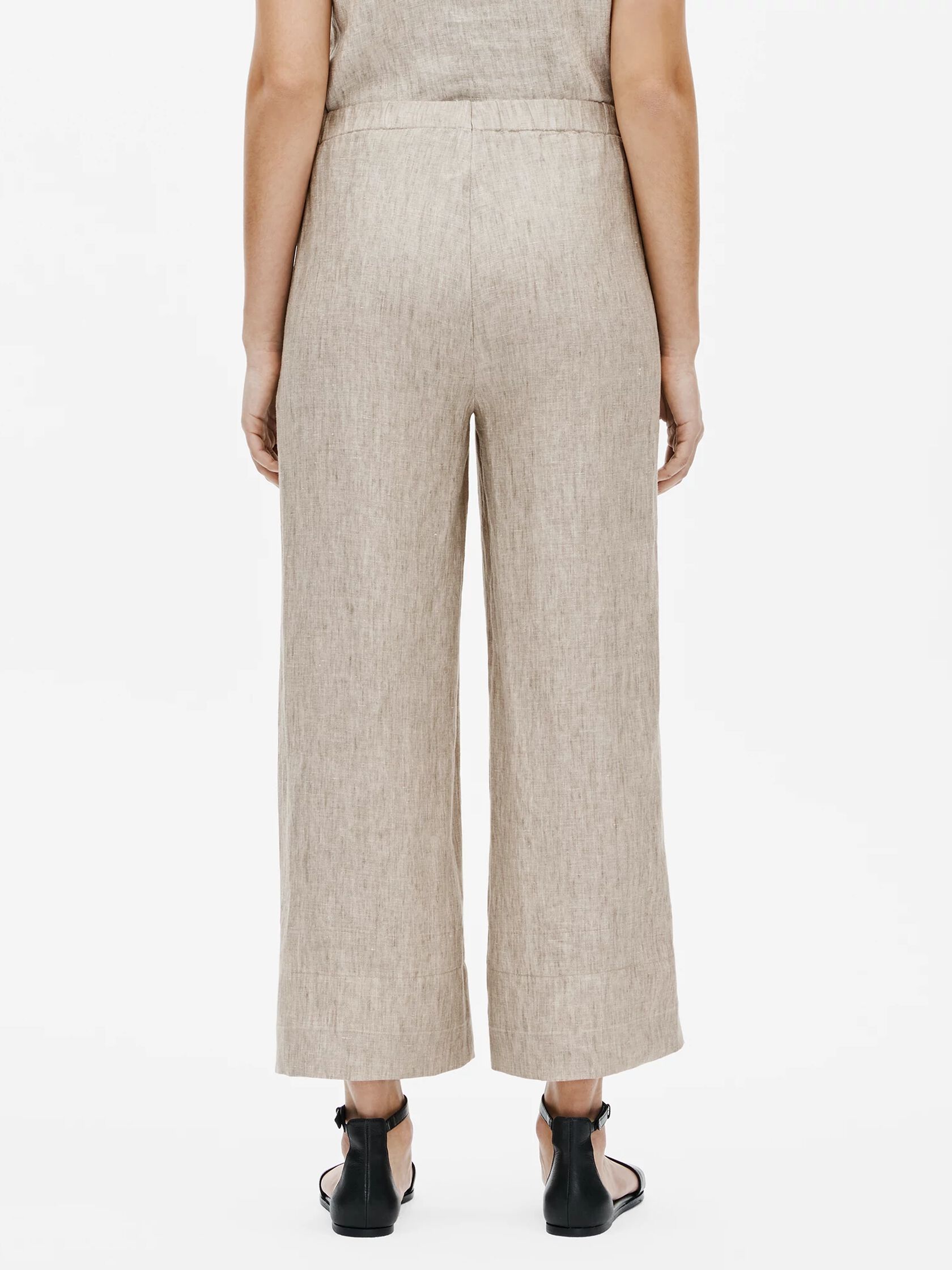 Washed Organic Linen Delave Wide-Leg Pant