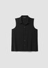 Silk Georgette Crepe Classic Collar Sleeveless Shirt