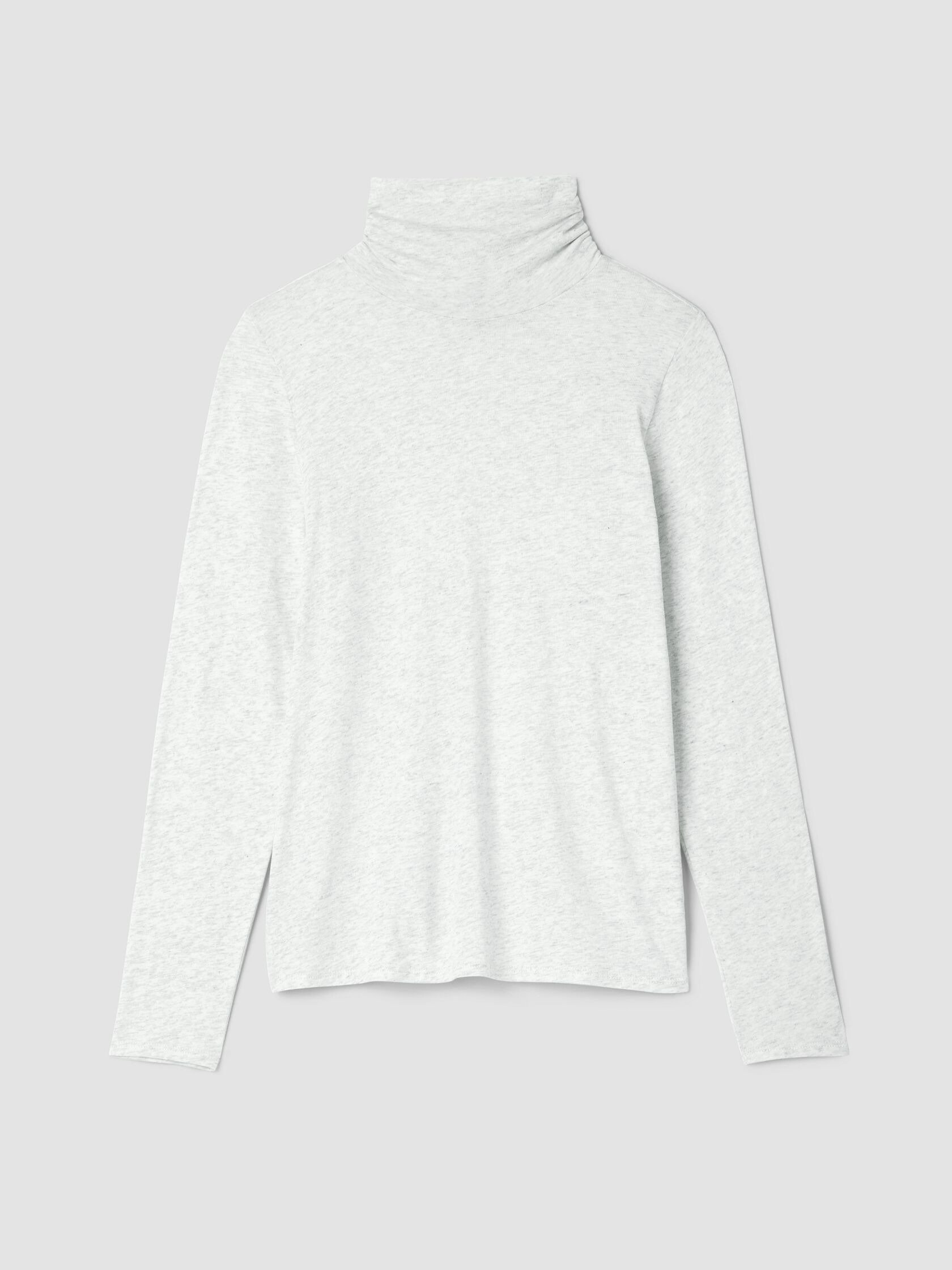 Mélange Sheer Cotton Blend Knit Turtleneck Top