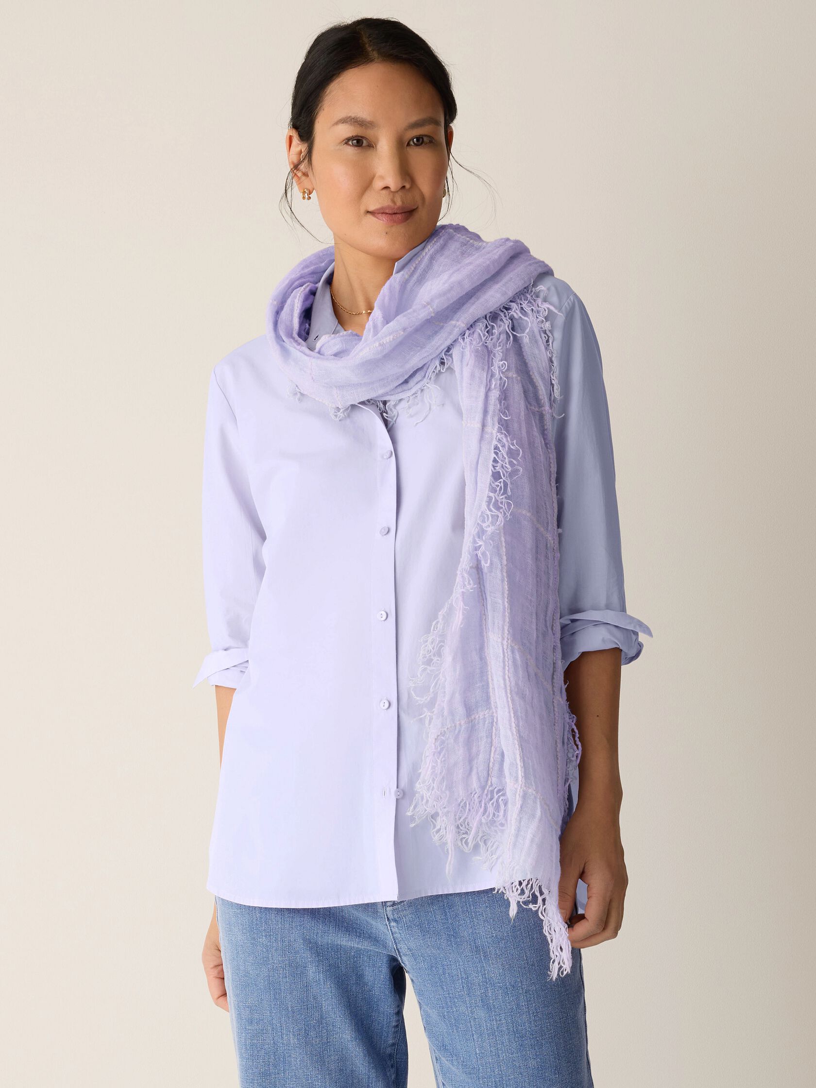 Organic Linen Cotton Squares Scarf