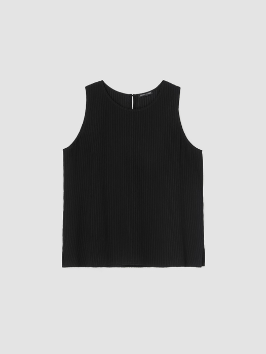 Accordion Silk Jacquard Round Neck Tank