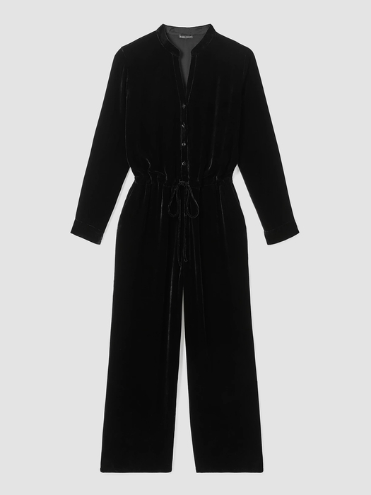 Velvet Band Collar Jumpsuit