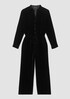 Velvet Band Collar Jumpsuit