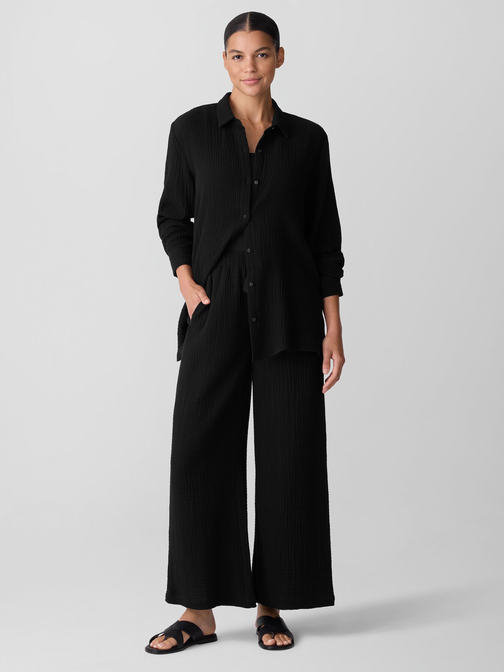 Organic Cotton Lofty Gauze Wide-Leg Pant