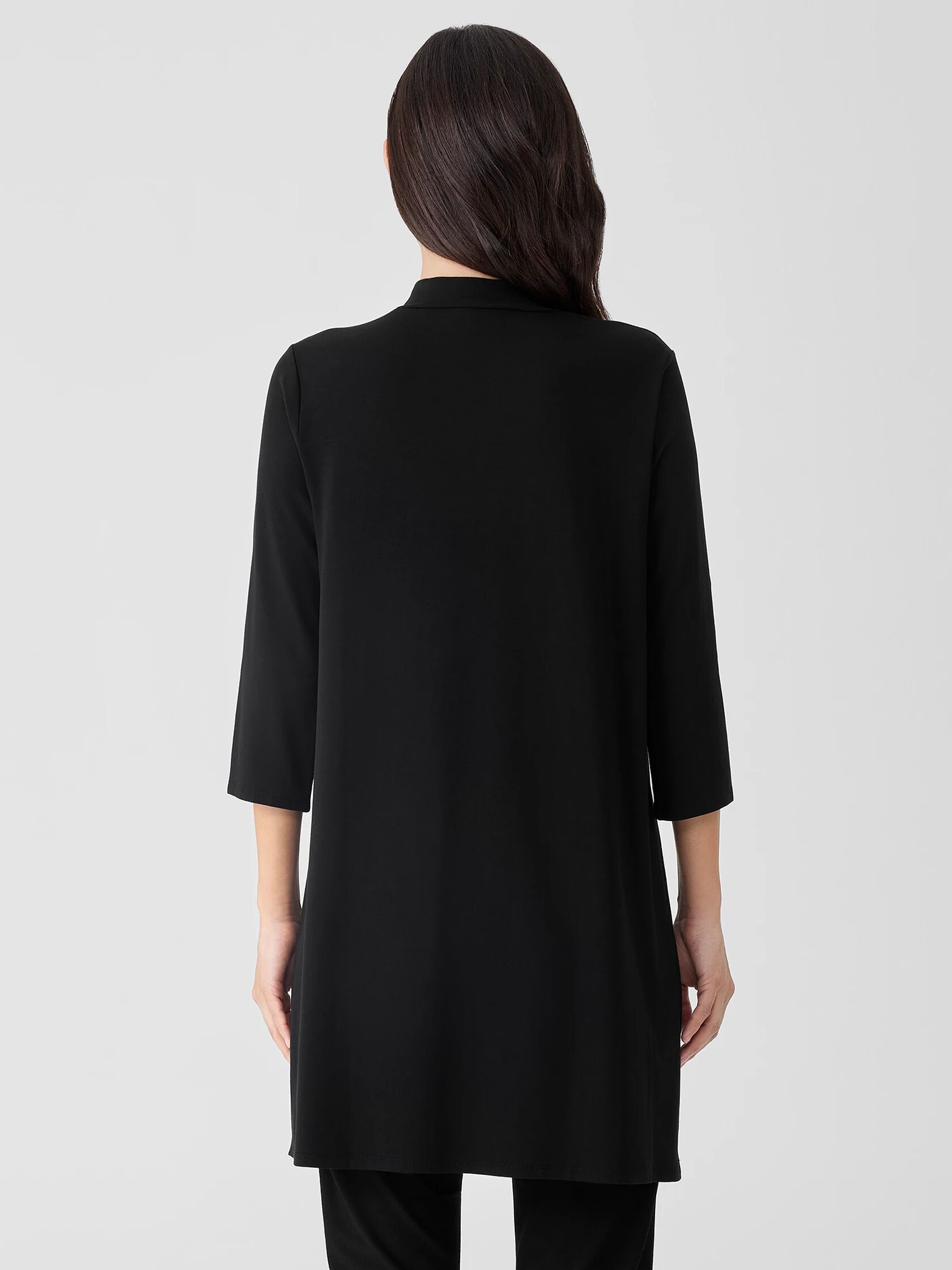 Stretch Jersey Knit Mock Neck Long Top