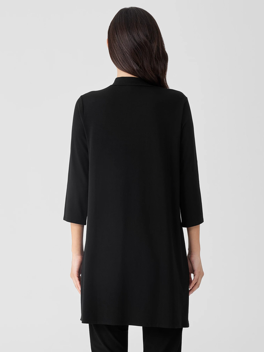 Stretch Jersey Knit Mock Neck Long Top