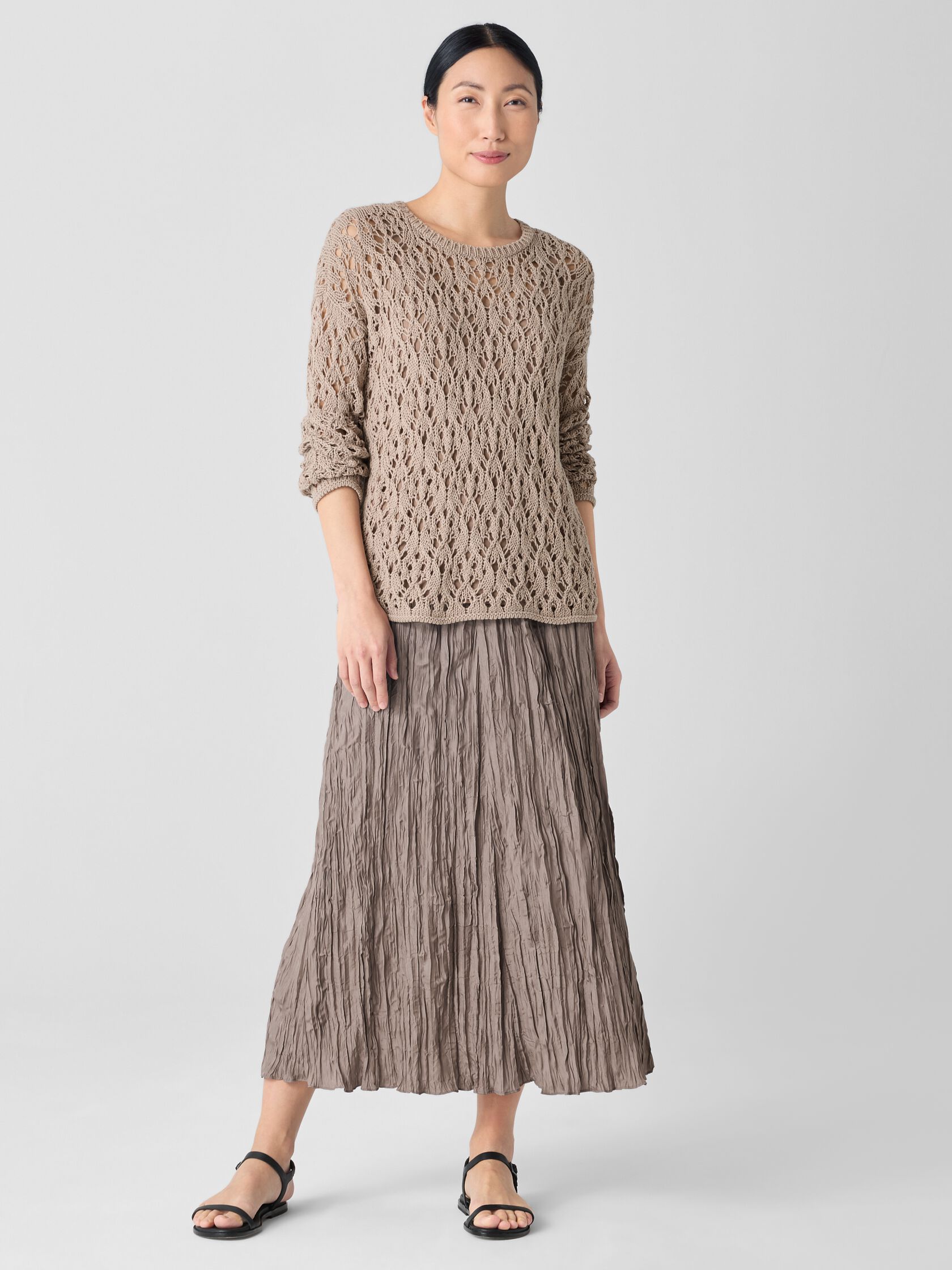 Crushed Silk Flared Skirt