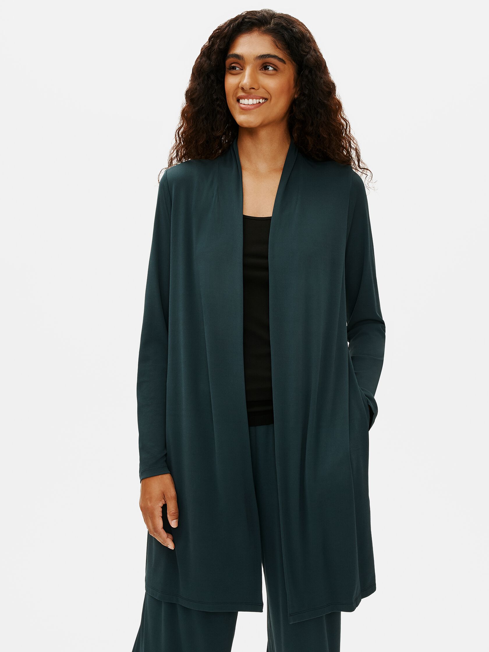 Stretch Silk Jersey High Collar Jacket