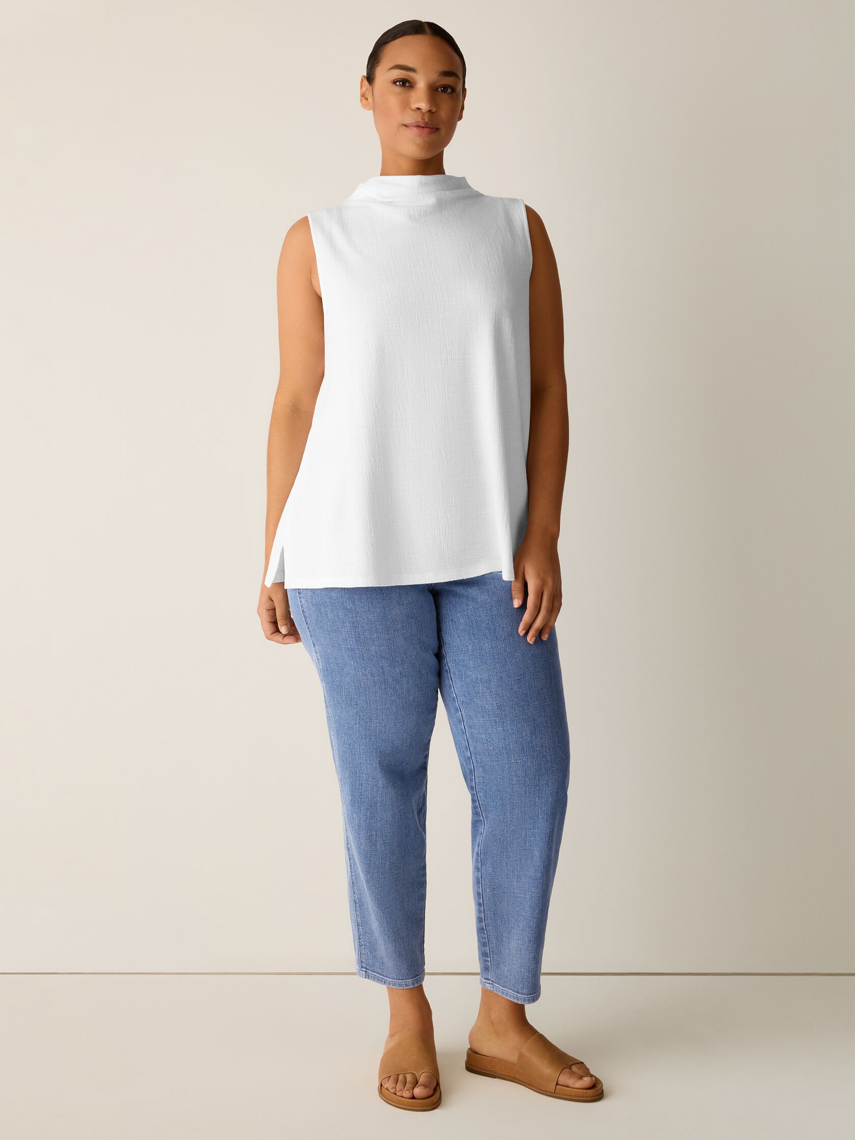 Cross Hatch Stretch Jersey Funnel Neck Tank