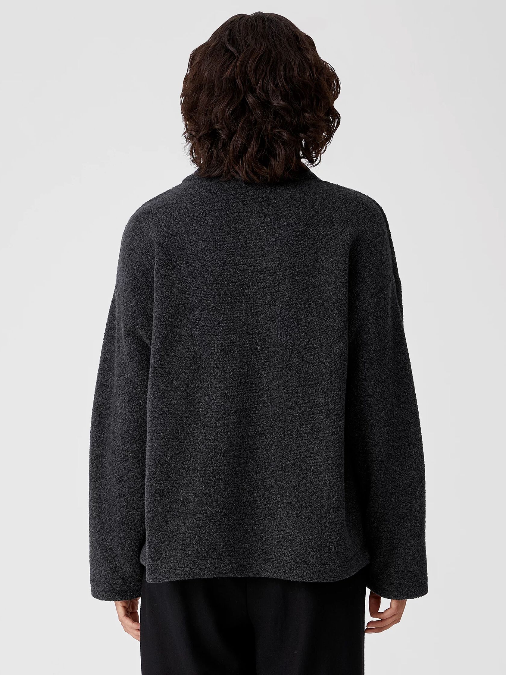 Boucle Wool Knit High Collar Jacket